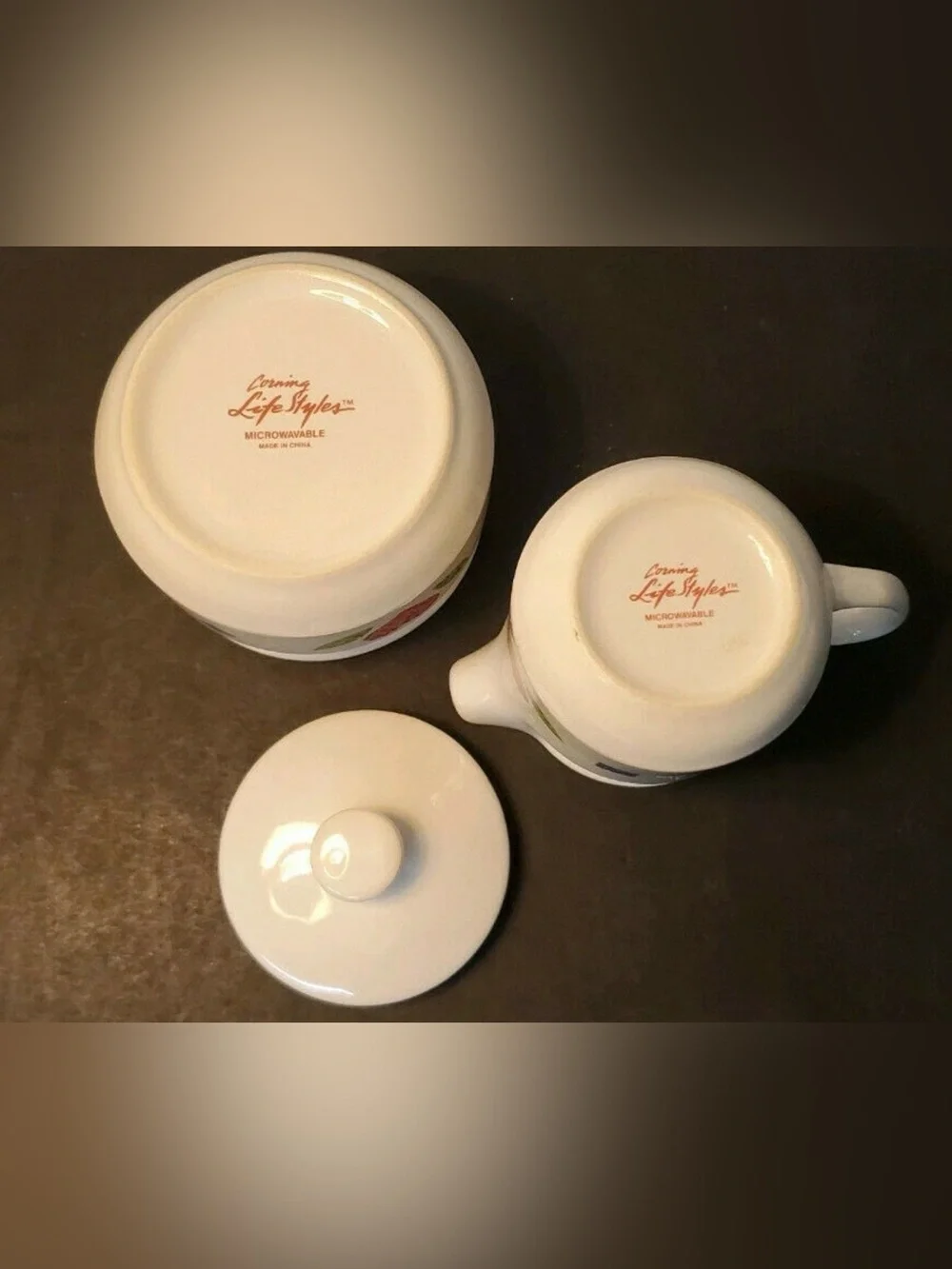 Vintage Corningware Quilt Ceramic Creamer and Sugar Quilt pattern 1994